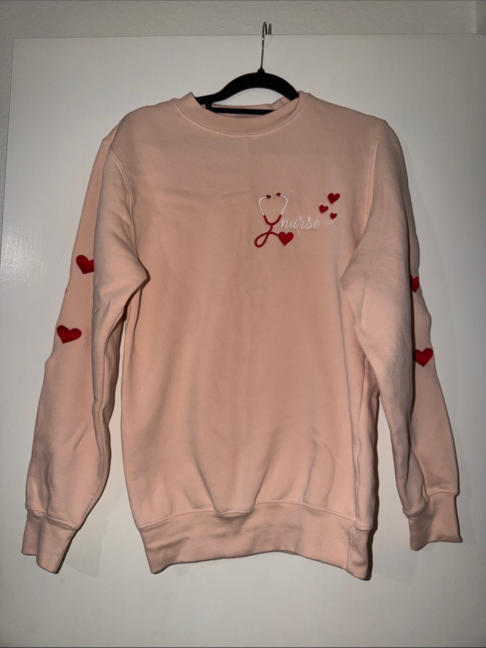 Pink 'Nurse' Heart Graphic Crewneck Sweatshirt